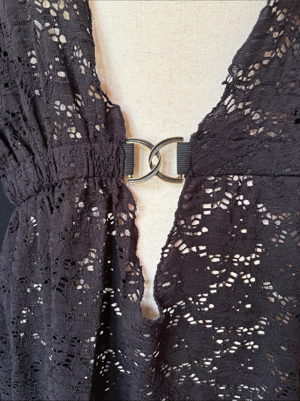 torrid Black Lace Swim Coverup with Front Ring - Picture 3 of 7